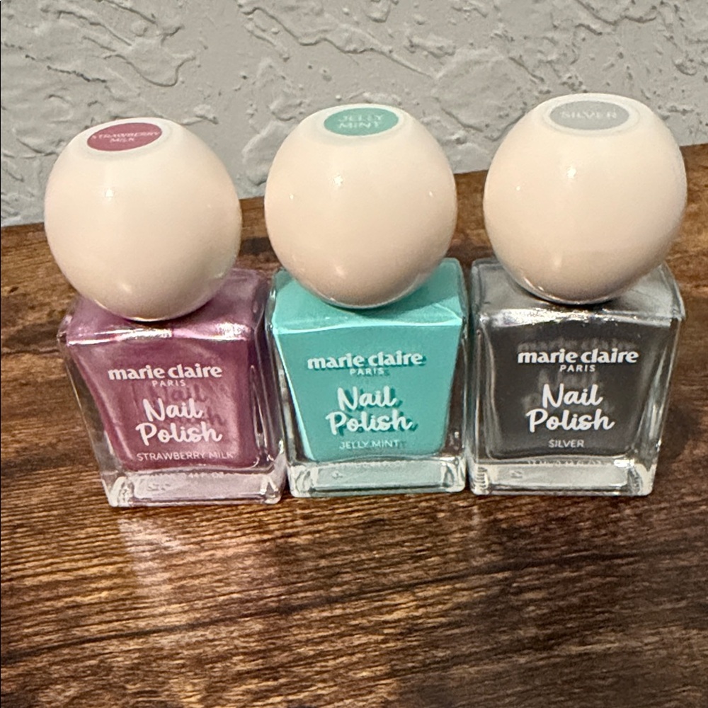 Nail Polish Trio - Strawberry Pink, Jelly Mint, Silver